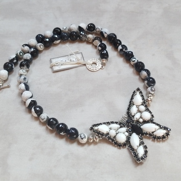 Handmade Jewelry - NWT Repurposed vintage butterfly brooch necklace